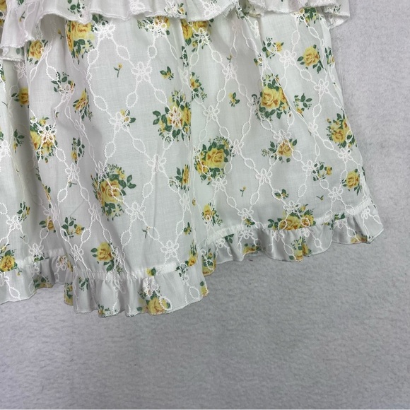 Girls Knit Works Yellow Rose Eyelet Floral Tiered A-Line Ruffled Dress Size 12 - Picture 9 of 16